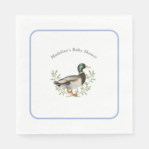 Wilde Eend Blauw Vintage Baby Borrel Servet