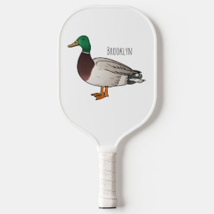 Wilde eend cartoon illustratie pickleball paddle
