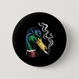 Wilde eend die sigaret rookt meme grappige wilde e ronde button 5,7 cm