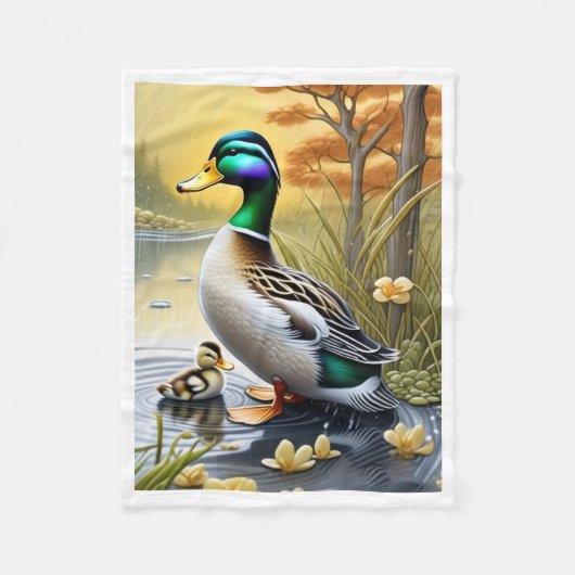 Wilde Eend en Eendje Fleece Deken (Voorkant)