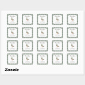 Wilde Eend Groene Gingham Baby Shower Bedankt Vierkante Sticker (Vel)
