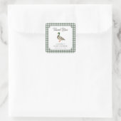 Wilde Eend Groene Gingham Baby Shower Bedankt Vierkante Sticker (Tas)