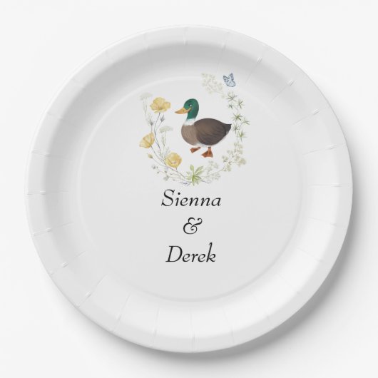 Wilde Eend Huwelijk Papieren Bordje (Voorkant)