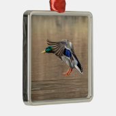 Wilde eend in vlucht metalen ornament (Rechts)