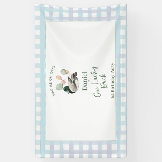 Wilde Eend Lucky Duck 1e Verjaardag Spandoek (Verticaal)