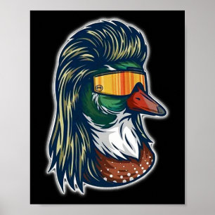 Wilde Eend Met Mullet En Bril  Poster