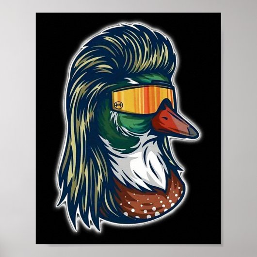 Wilde Eend Met Mullet En Bril Poster (Voorkant)