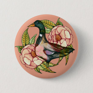 Wilde eend Pioen Natuurliefhebbers Ronde Button 5,7 Cm