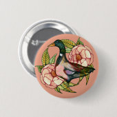 Wilde eend Pioen Natuurliefhebbers Ronde Button 5,7 Cm (Voorkant /achterkant)