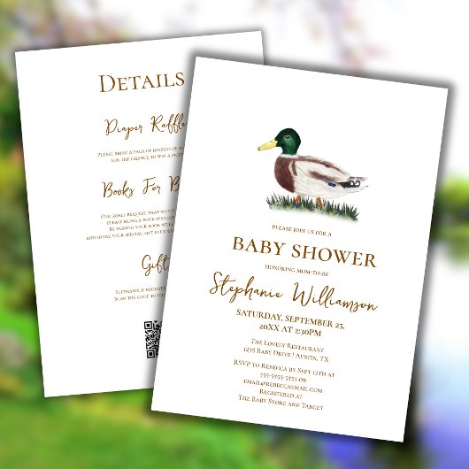 Wilde Eend | QR Code Cadeau Registratie Baby Showe Kaart