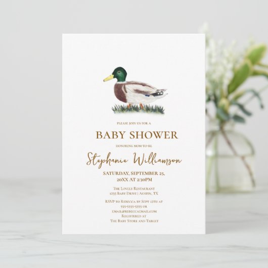 wilde eend | QR Code Gift Registry Baby shower Kaart (Staand voorkant)