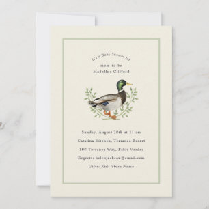 Wilde Eend Salie Groen Vintage Baby Shower Kaart
