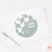 Wilde Eend Stijlvolle Eend 1e Verjaardag Saliegroe Ronde Sticker (Envelop)