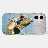 Wilde eend zwemmend tussen met sneeuw beladen riet Case-Mate iPhone case (Achterkant (horizontaal))