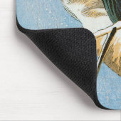 Wilde eend zwemmend tussen met sneeuw beladen riet muismat (Hoek)