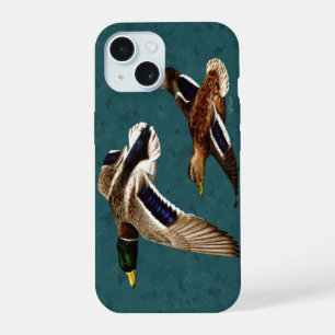 Wilde eenden in vlucht turquoise iPhone 15 case