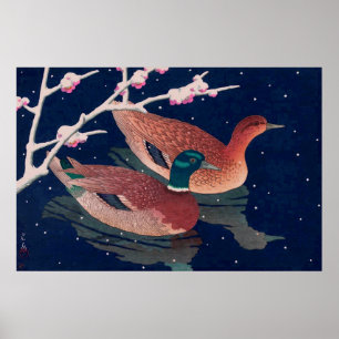 Wilde eenden Kawase Hasui 1950 Poster