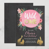 Wilde eenden Verjaardagse uitnodiging Floral Gold (Voorkant / Achterkant)