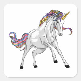 Wilde Eenhoorn Sticker met Regenboog Manen en Goud