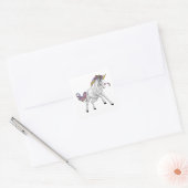 Wilde Eenhoorn Sticker met Regenboog Manen en Goud (Envelop)