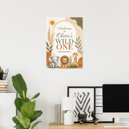 Wilde Eerste Safari Verjaardag Poster