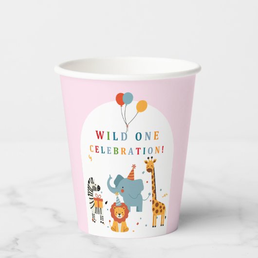 Wilde Eerste Verjaardag Papieren Bekers (Voorkant)
