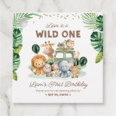 Wilde Eerste Verjaardag Safari Dieren Bedankjes Labels (Voorkant)