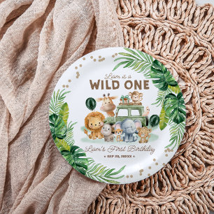 Wilde Eerste Verjaardag Safari Dieren Papieren Bordje