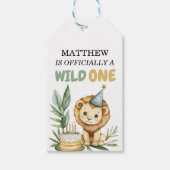 Wilde Eerste Verjaardag Safari Leeuw Cadeaulabel (Voorkant)