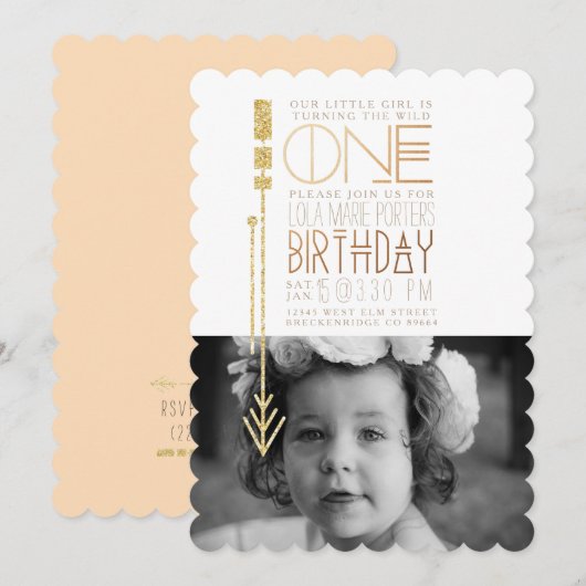 Wilde | Eerste verjaardagsfeestje uitnodigen foto Kaart (Voorkant / Achterkant)