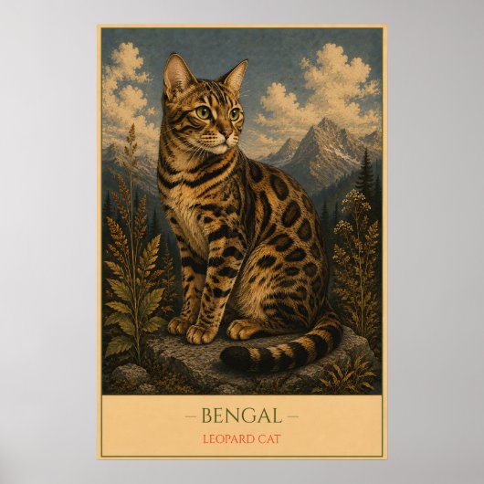 Wilde Elegantie: Bengaalse Kat Poster (Voorkant)