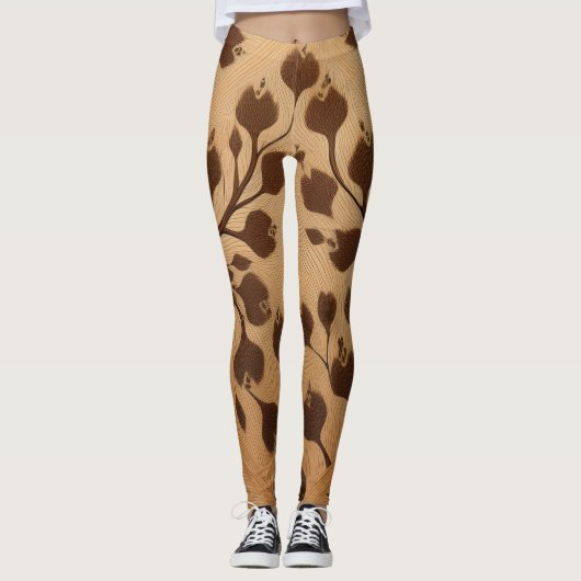 Wilde Elegantie: Bruine Dierenprint Leggings (Voorkant)