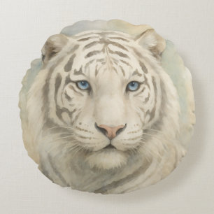 Wilde elegantie majestueuze witte Bengaalse tijger Rond Kussen