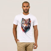 Wilde en artistieke Waterverf Splash Art Wolf T-shirt (Voorkant volledig)