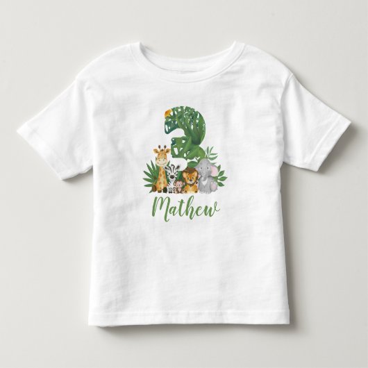 Wilde en Boom 3e Safari Birthday Oerwouden Kinder Shirts (Voorkant)