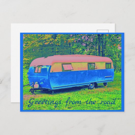 Wilde en Cheerful Retro Camping Trailer Briefkaart (Voorkant / Achterkant)