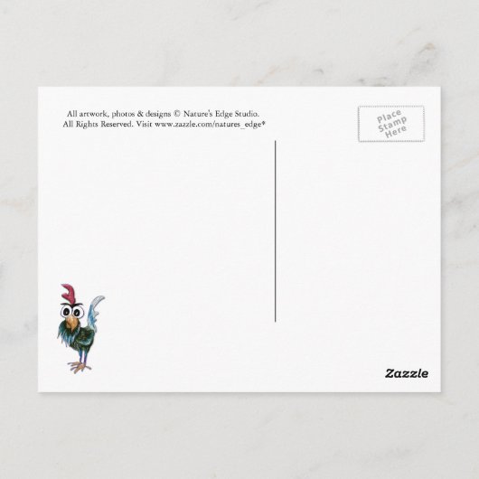 Wilde en Crazy Rooster Briefkaart (Achterkant)