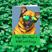 Wilde en Crazy Saint Patrick's Day Dog Sunbril Feestdagen Kaart