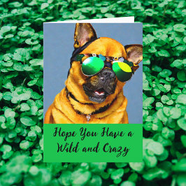 Wilde en Crazy Saint Patrick's Day Dog Sunbril Feestdagen Kaart
