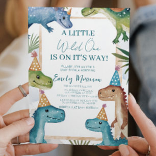 Wilde en dinosaurussen en Baby shower Kaart