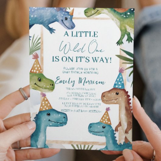 Wilde en dinosaurussen en Baby shower Kaart