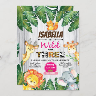 Wilde en Drie derde verjaardag uitnodiging safari