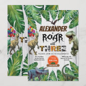 Wilde en Drie derde verjaardag uitnodiging safari (Voorkant / Achterkant)