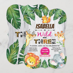 Wilde en Drie derde verjaardag uitnodiging safari