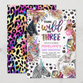 Wilde en Drie Safari Rainbow Cheetah 3rd Birthday Kaart (Voorkant / Achterkant)