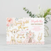 Wilde en Drie Tribale Woodlanddieren 3e verjaardag Kaart (Staand voorkant)