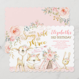 Wilde en Drie Tribale Woodlanddieren 3e verjaardag Kaart