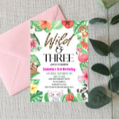 Wilde en Drie Tropische Dierlijke Derde Dag Partij Kaart