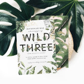 Wilde en Drie Tropische Greenery 3rd Birthday Kaart
