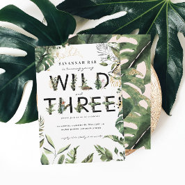 Wilde en Drie Tropische Greenery 3rd Birthday Kaart